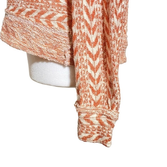 BKE women's Small raw edge mock neck knit long sleeve top burnt orange white - Picture 8 of 10